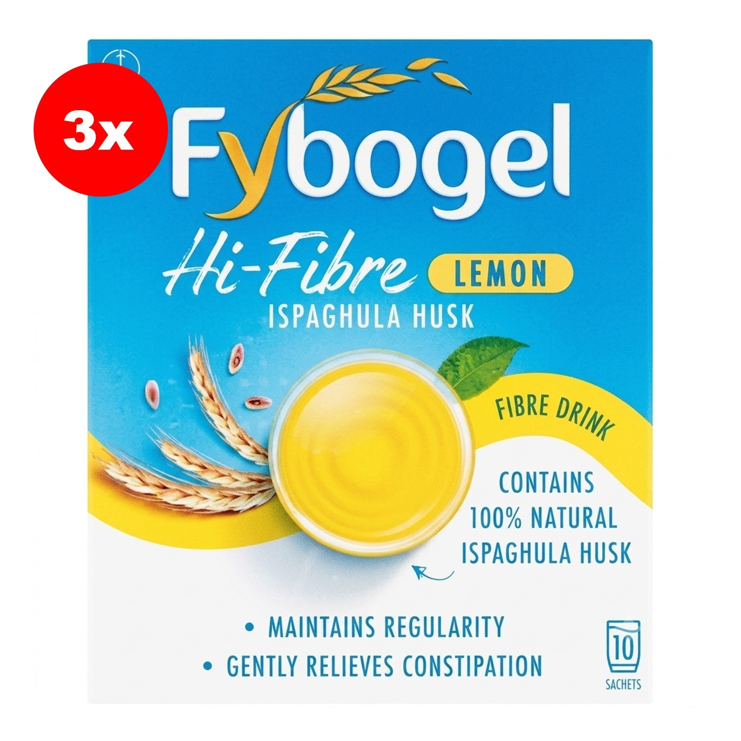 Fybogel Natural Hi Fibre Lemon Sachets Fibre Drink 10 Pack - Image 3