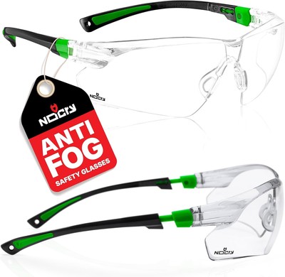 NoCry klare Schutzbrille für die Arbeit mit Antibeschlag Kratzer schwarz & grün 