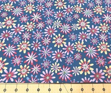 Crazy Daisy Blue 100 cotton fabric sold by the yard 913