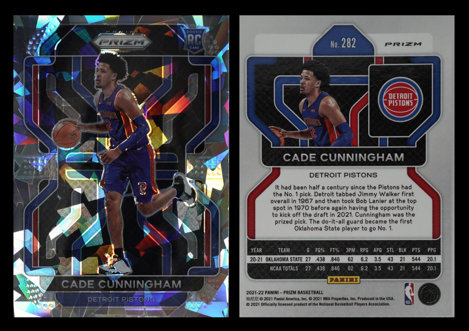 2021-22 Panini Prizm Cade Cunningham Ice Prizm RC #282 Pistons Rookie