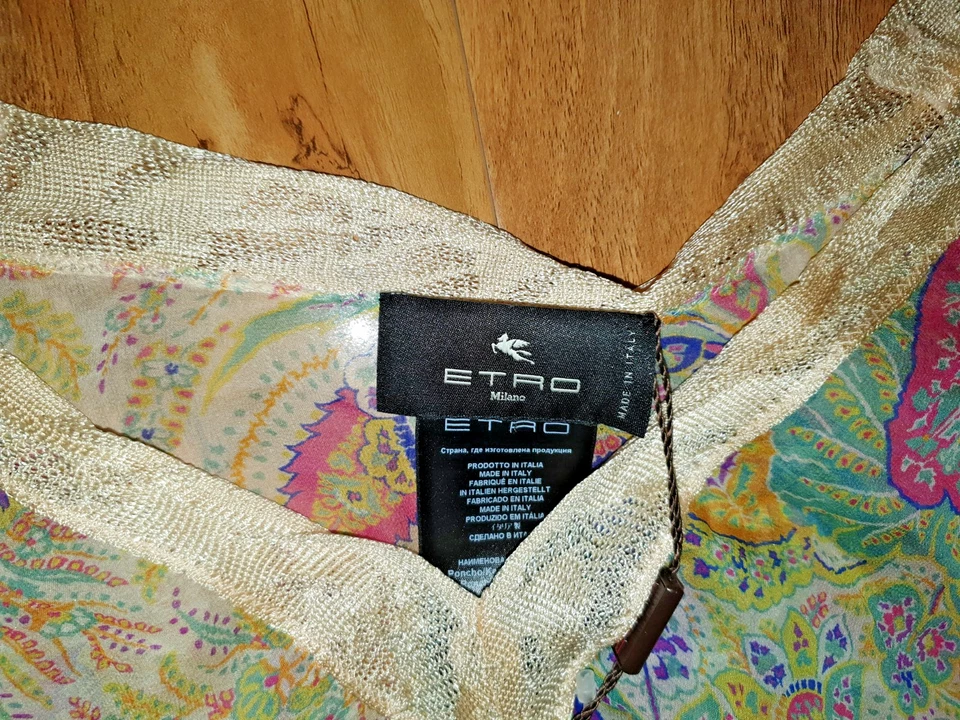 Etro 100% Silk beach bolero kaftan Blouse lightweight one Size paisley BNWT - Image 2 of 3