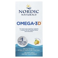 Nordic Naturals, Omega-3D, Omega-3-FischöL, Vitamin D, Zitrone, 120 Weichkapseln