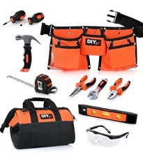 My LiL' Tool Set by DIYjr 11pc Real Steel Forged Orange Tools for Kids
