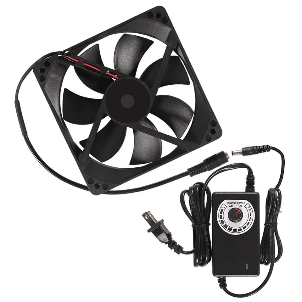 120mm x 25mm 110V 220V AC Powered Cooling Fan with Speed Controller 3V to 12V, 1 - Image 2 of 4