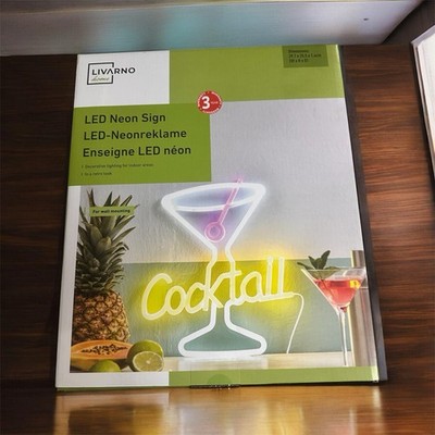 LIVARNO home Neon LED Schild Stilvolle Lichtdeko Cocktail 30x35 x 1,4 cm OVP NEU