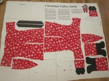 VTG Wamsutta "CHRISTMAS CALICO SANTA" Cut & Sew Fabric Panel Soft Holiday