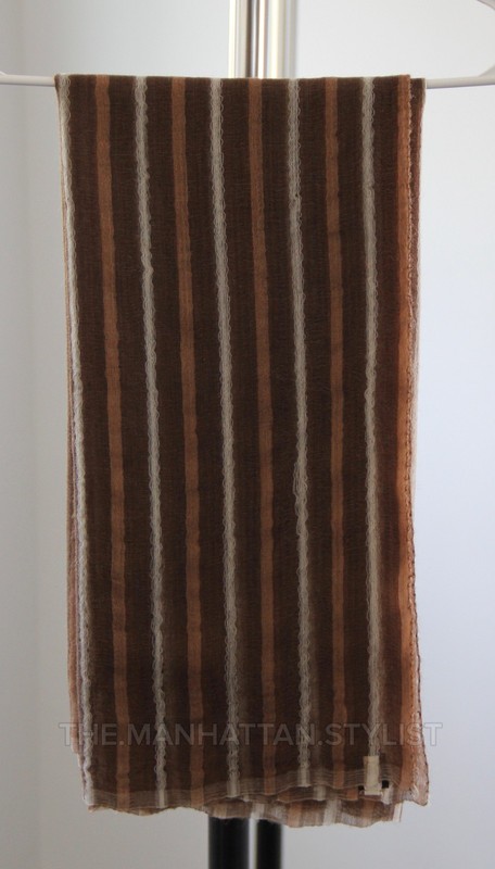 ALTEA MILANO - Unisex - Casual Chich Brown Striped Scarf - Cashmere Wool Blend
