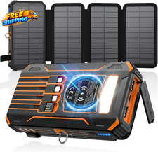 Solar Charger Power Bank 48000Mah Wireless Portable Charger Built-In 4 Cables