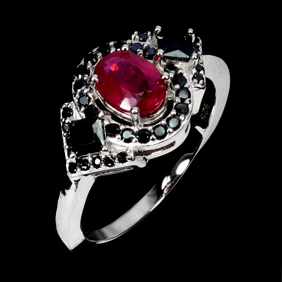 925 Sterling Silver Ring Oval Ruby 7x5mm Spinel Natural Gemstone Jewelry Size 7 - Image 2 of 4
