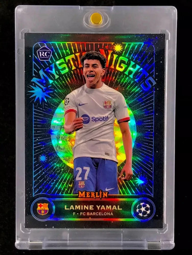 Lamine Yamal BLACK ROOKIE REFRACTOR RARE Prizm Chrome Soccer Card WORLD CUP MVP