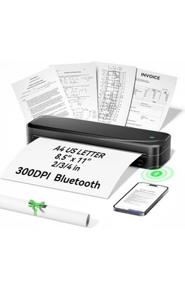Tragbare Drucker Wireless für Reisen Thermo Tintenloser Drucker Unterstützung 8,5'' x 11''