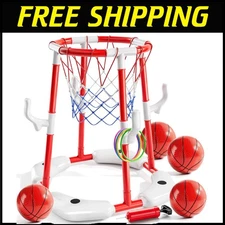 Compact 2-in-1 Pool Basketball Hoop & Game with Easy Assembly for Kids 3-12