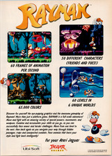 Rayman Atari Jaguar Ubi Soft 1995 Vintage Video Game Poster Promo Print Ad