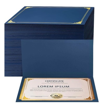 60-Pack Navy Blue Certificate Holders with Gold Foil Border, Diploma Covers f...