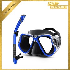 Snorkel Set With Panoramic Wide View Anti-Fog Mask Dive Gear for Adults Kids