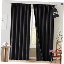 100 Out Curtains 84 inch Long for Living Room, 52"W x 84"L Pack of 2 Black