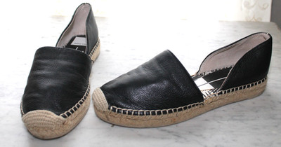 Dolce Vita Black Leather Espadrilles Shoes 7 Summer Preppy Ivy Style Old Money 