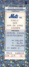 Gregg Jefferies HR 3H 4RBI Ticket 6-24-1990 Mets Phillies Martinez HR Tim Teufel