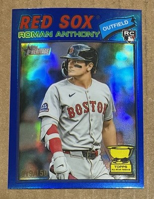2026 Topps Heritage Roman Anthony Blue Refractor 019/150 JERSEY MATCH RC SP