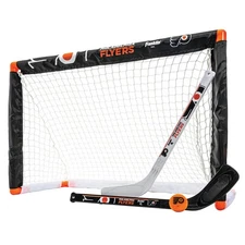 Franklin Sports Philadelphia Flyers Mini Hockey Set - Knee Hockey Goal, Ball, &