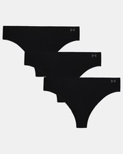 Under Armour Women  s Pure Stretch No Show Thong 3-Pack XL Black NWT