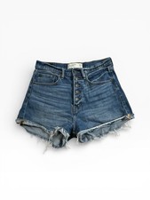 Abercrombie Fitch High Rise Shorts Size 26/2 Blue Denim Button Fly