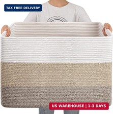 108L Super Large Blanket Basket, 25"x16"x16"(108L) Rectangle Woven Baskets for S