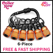 6-Piece Bit Holder Key Chain, 1/4 Inch Orange Hex Shank Bit Holders