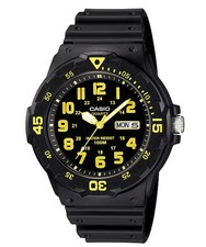Casio Men  s Black Watch with Yellow Markers - MRW-200H-9BV