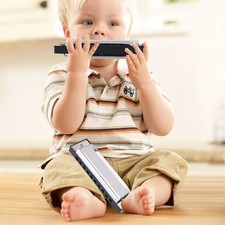 10 Hole Metal Harmonica Children Toy Blue Rock Jazz Folk Harmonicas Sliver