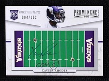 2013 Prominence Rookie Field Plates Signatures 4/102 Xavier Rhodes #198 Auto 0p5