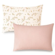 Konssy 2 Pack Muslin Toddler Pillowcases, Soft Baby Toddler, Floral,pink