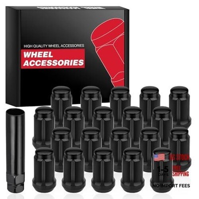 1/2 x 20 Black Lug Nuts, 1/2''-20 Closed End Bulge Acorn Lug Nut Set with 1