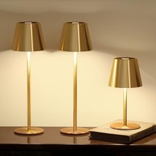Cordless Table Lamp, Portable Battery Operated Lamp with 3 3 Pack Brushed Gold