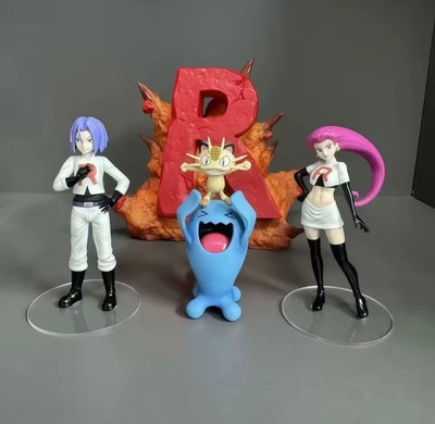 Pokemon Team Rocket Figurines Jesse, James Meowth, Wobbuffet