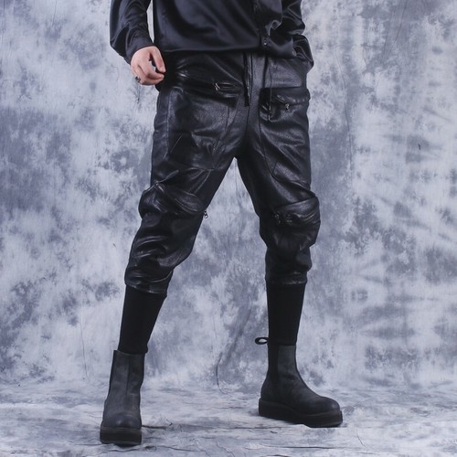 Men's Leather Harem Pants Tapered 