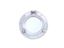 Brushed Nickel Deluxe Class Decorative Ship Porthole Mirror 8"
