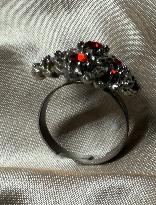 Vintage Ruby Rhinestone Adjustable Ring Party Coc… - image 6