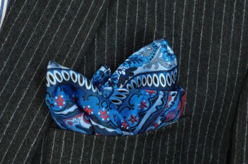 Lord R Colton Masterworks Pocket Square - Galapagos Sapphire Red Silk - $75 New - Picture 3 of 3