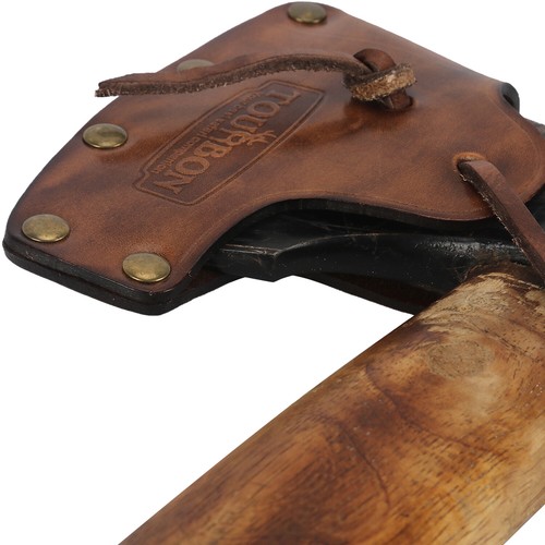 TOURBON Vintage Leather Axe Holster Hatchet Lanyard Blade Sheath Protect Cover - Imagen 15 de 24