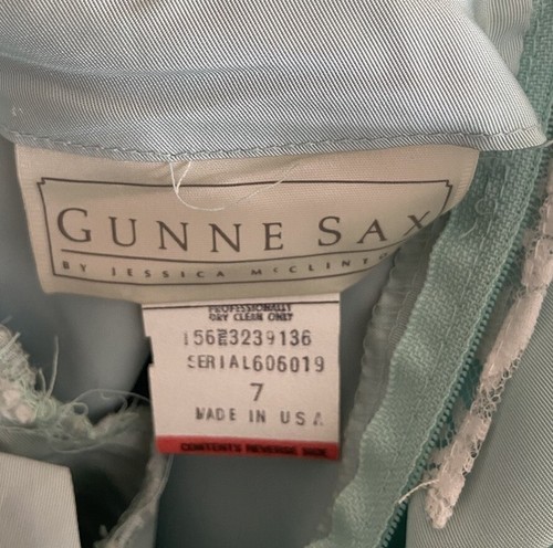 Vintage Gunne Sax Light Blue Satin Southern Belle Dress, Junior Size 7 - Picture 5 of 6