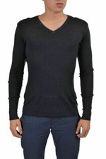 Just Cavalli Men's Gray 100 Wool V-Neck Long Sleeve Sweater US L IT 52