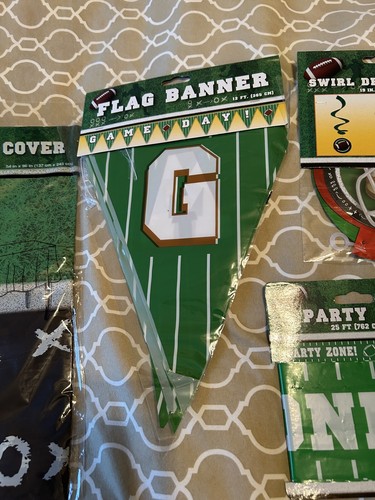4 Pack Football Party Decorations Disposable Tablecloth, Flag Banner, Party Tape - Picture 3 of 9