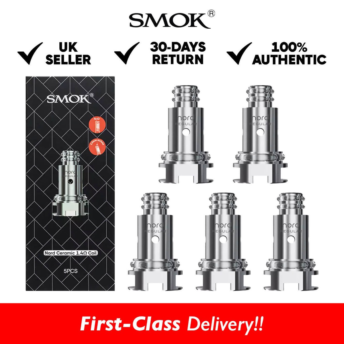 Smok Nord Coils 0.6/0.8/1.4 Ohm Mesh/Regular/Ceramic/DC Replacement Coils |  eBay