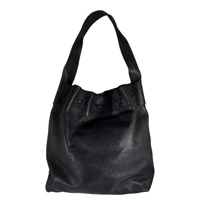 Elizabeth and James Black Leather Drawstring Bag Black Cynnie Sling Bag by Elizabeth and James Accessories  main image 3