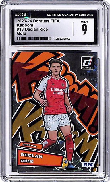 Declan Rice 2023-24 Panini Donruss FIFA Kaboom #13 Gold /10 CGC 9