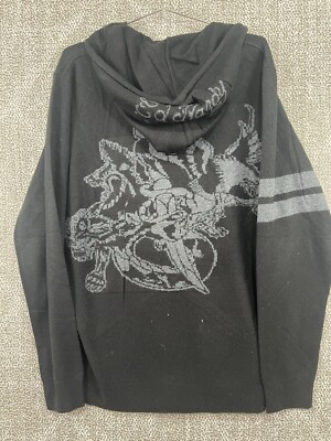 Ed Hardy Christian Audigier Panther Black Sweater Zip Up Hoodie
