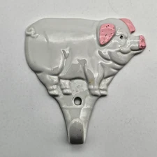 VTG Ceramic Pig Wall Hook Rustic Farmhouse Decor Key Holder Japan 3.50 Inches