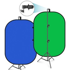 Neewer 5'x7' Chromakey Blue-Green Collapsible Backdrop with Support Stand Kit