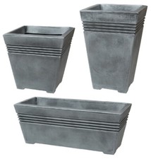 Pewter Large Plant Pot Indoor Garden Flower Square Plastic Long Trough Planter